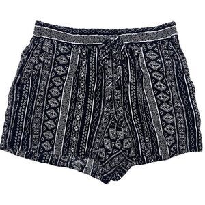 BeBop Shorts Juniors' XS Black White Pockets Comfort Soft Faux-Drawstring NEW‎